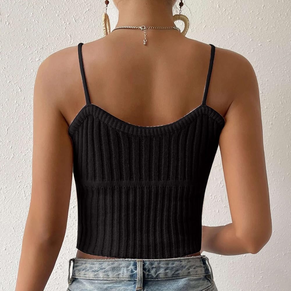 JOAU Women's Square Neck Spaghetti Strap Cami Tank Top Summer